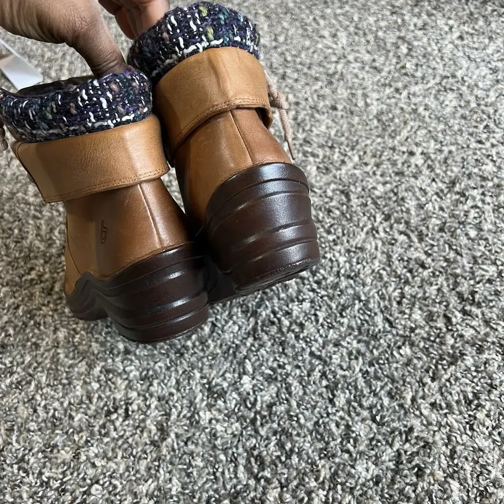 Bionica Boots Womens 6 M Romulus Lace Up Foldover Ankle Camel Brown Leather